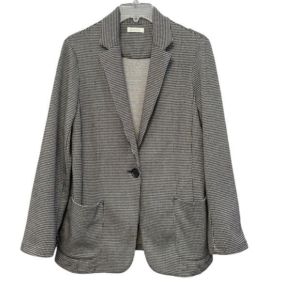 Jackets & Blazers - Max Studio Women’s Houndstooth Blazer Black White One Button Size Medium